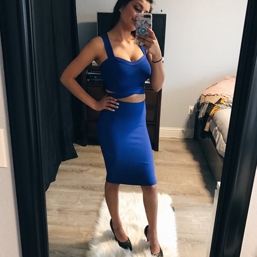 Royal blue two piece outfit